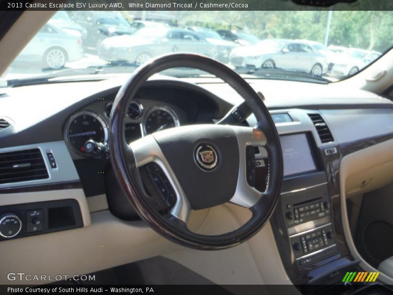 White Diamond Tricoat / Cashmere/Cocoa 2013 Cadillac Escalade ESV Luxury AWD
