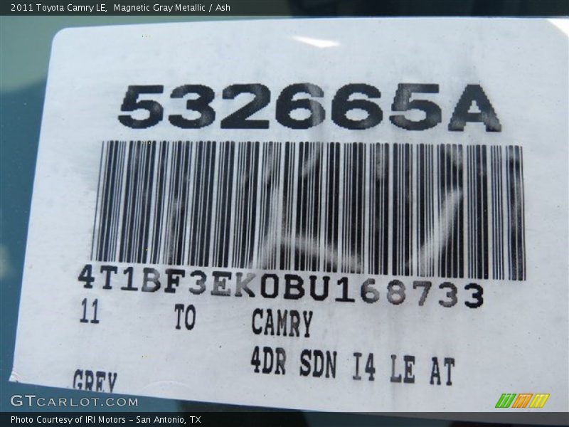 Magnetic Gray Metallic / Ash 2011 Toyota Camry LE