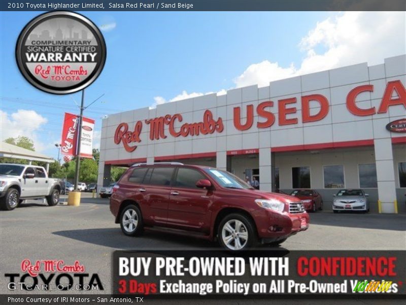 Salsa Red Pearl / Sand Beige 2010 Toyota Highlander Limited