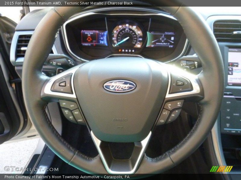Tectonic Silver Metallic / Charcoal Black 2015 Ford Fusion Titanium AWD