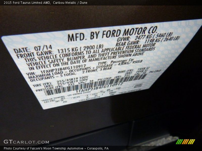 Caribou Metallic / Dune 2015 Ford Taurus Limited AWD