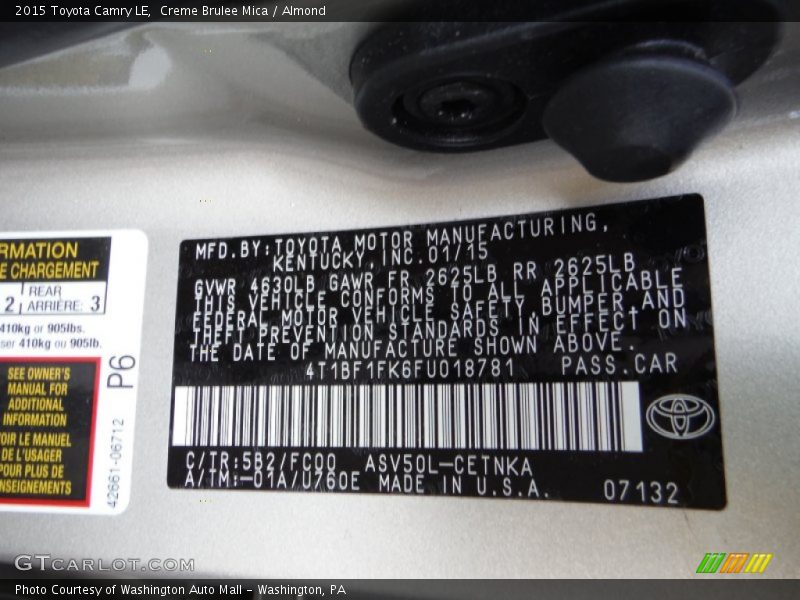 Creme Brulee Mica / Almond 2015 Toyota Camry LE