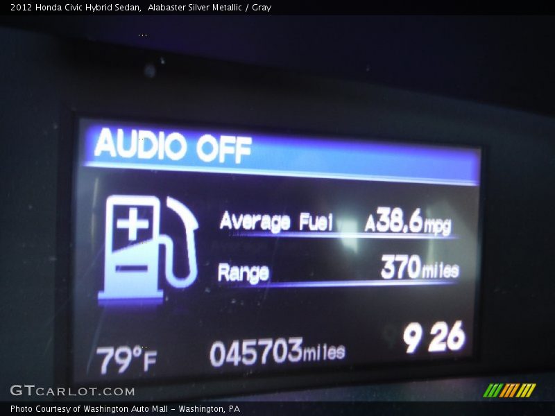 Alabaster Silver Metallic / Gray 2012 Honda Civic Hybrid Sedan