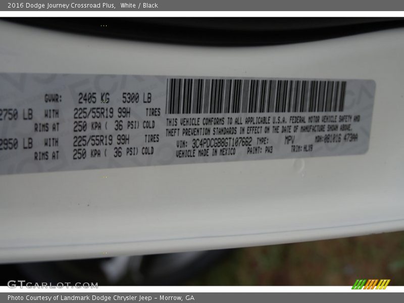 White / Black 2016 Dodge Journey Crossroad Plus