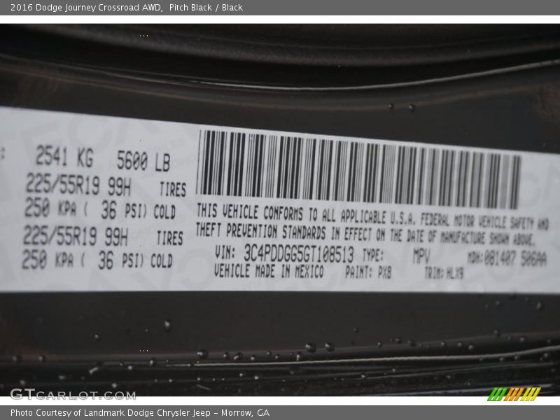 Pitch Black / Black 2016 Dodge Journey Crossroad AWD