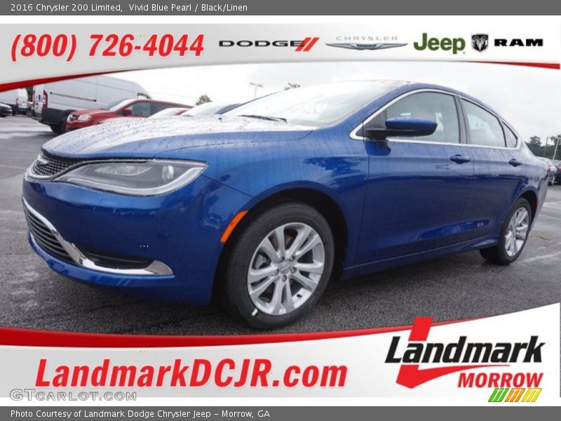 Vivid Blue Pearl / Black/Linen 2016 Chrysler 200 Limited