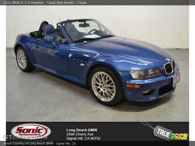 Topaz Blue Metallic / Topaz 2001 BMW Z3 3.0i Roadster