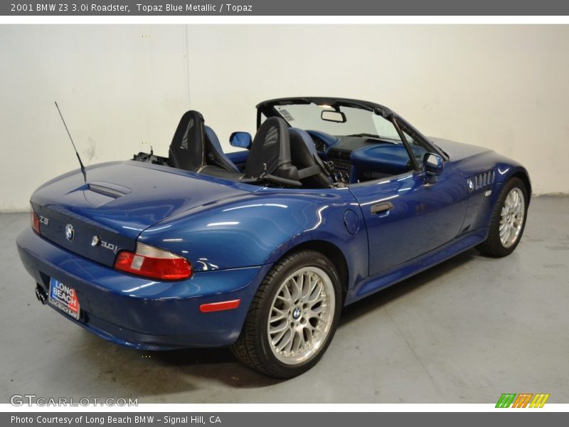 Topaz Blue Metallic / Topaz 2001 BMW Z3 3.0i Roadster