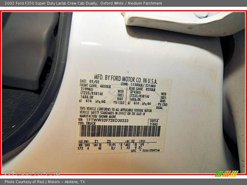Oxford White / Medium Parchment 2002 Ford F350 Super Duty Lariat Crew Cab Dually