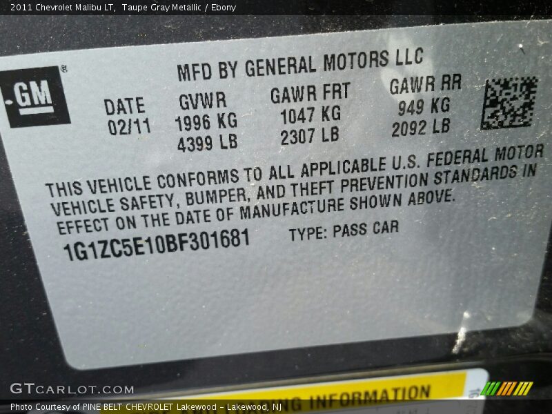 Taupe Gray Metallic / Ebony 2011 Chevrolet Malibu LT