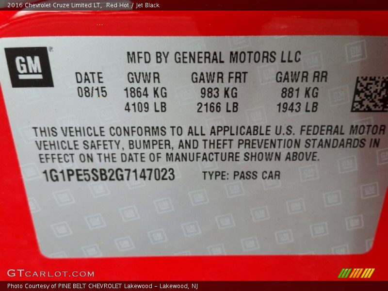 Red Hot / Jet Black 2016 Chevrolet Cruze Limited LT