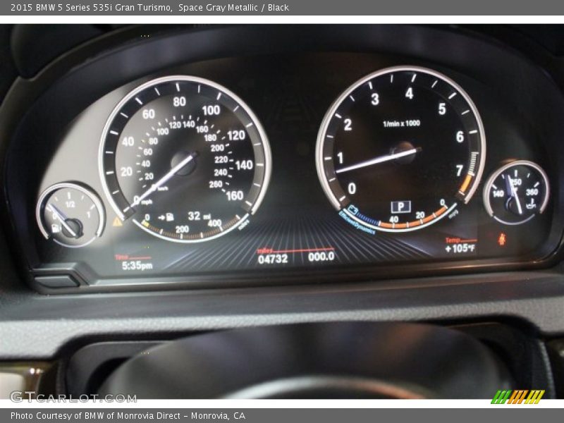 Space Gray Metallic / Black 2015 BMW 5 Series 535i Gran Turismo