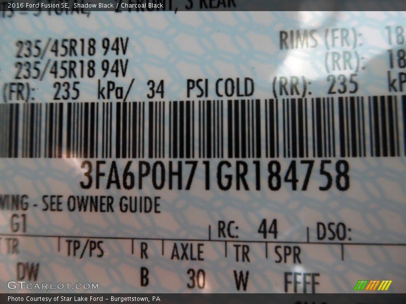 Shadow Black / Charcoal Black 2016 Ford Fusion SE