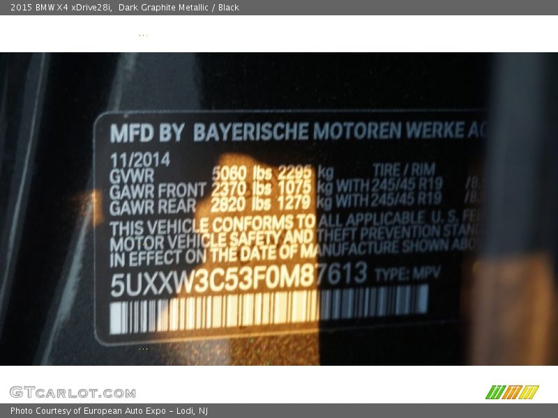 Dark Graphite Metallic / Black 2015 BMW X4 xDrive28i