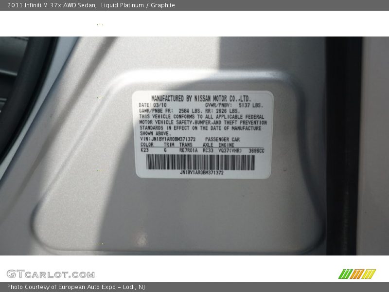 Liquid Platinum / Graphite 2011 Infiniti M 37x AWD Sedan