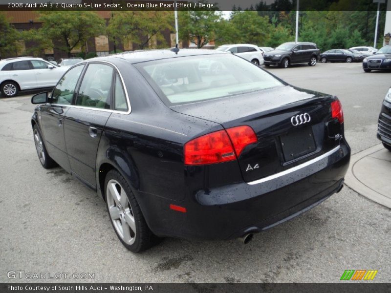 Ocean Blue Pearl Effect / Beige 2008 Audi A4 3.2 Quattro S-Line Sedan