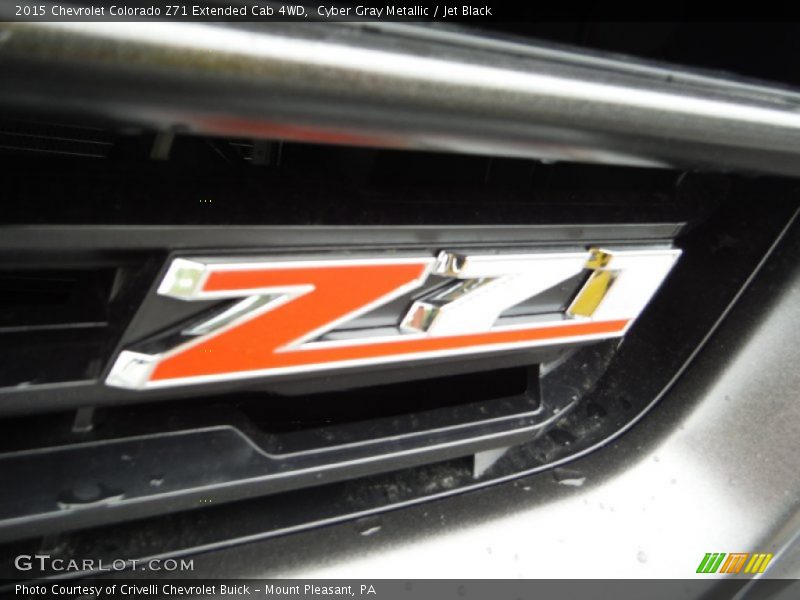 Cyber Gray Metallic / Jet Black 2015 Chevrolet Colorado Z71 Extended Cab 4WD