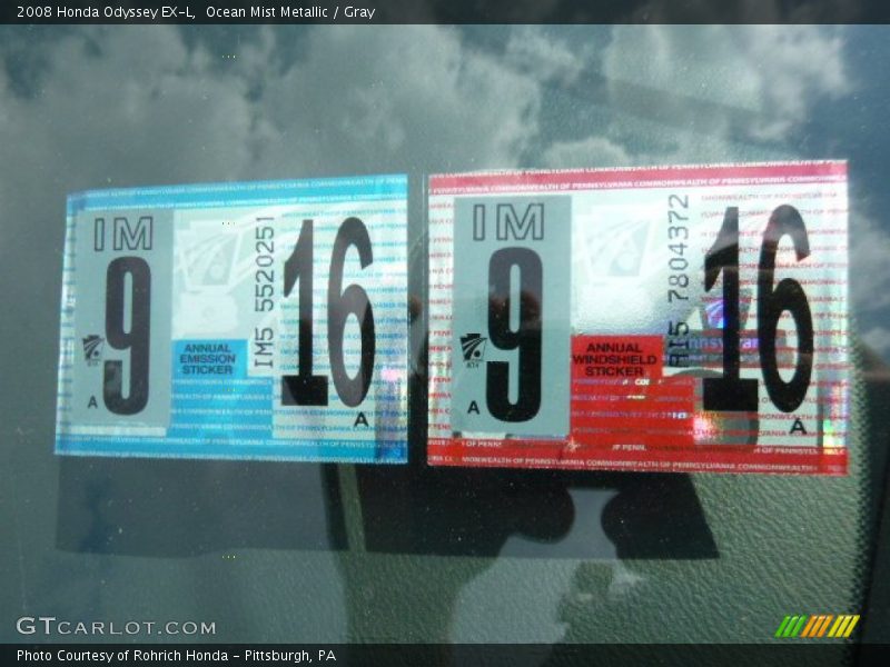 Ocean Mist Metallic / Gray 2008 Honda Odyssey EX-L