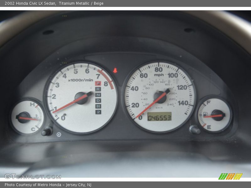 Titanium Metallic / Beige 2002 Honda Civic LX Sedan