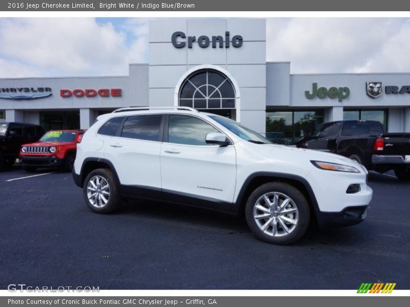 Bright White / Indigo Blue/Brown 2016 Jeep Cherokee Limited