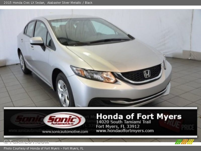 Alabaster Silver Metallic / Black 2015 Honda Civic LX Sedan