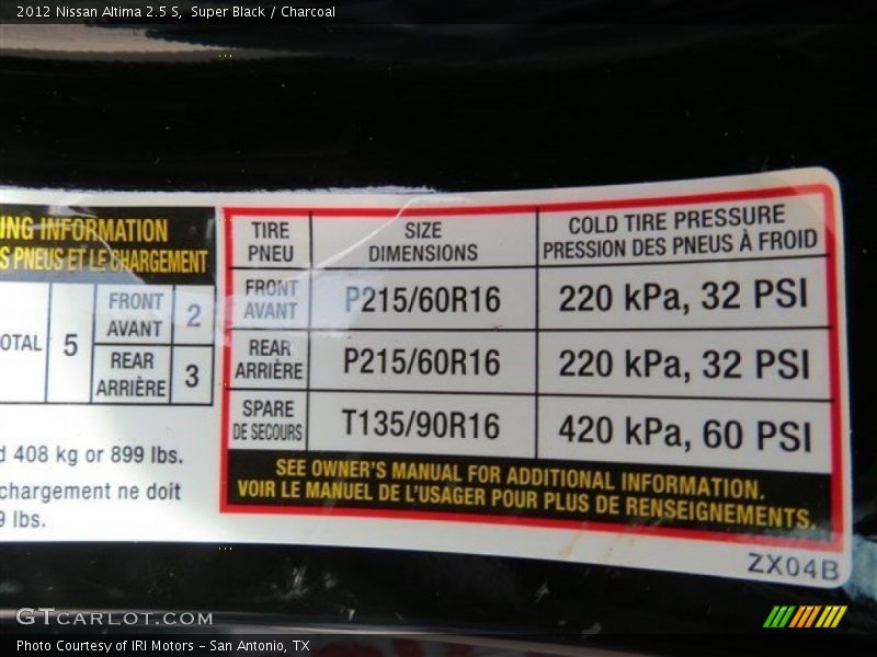 Super Black / Charcoal 2012 Nissan Altima 2.5 S