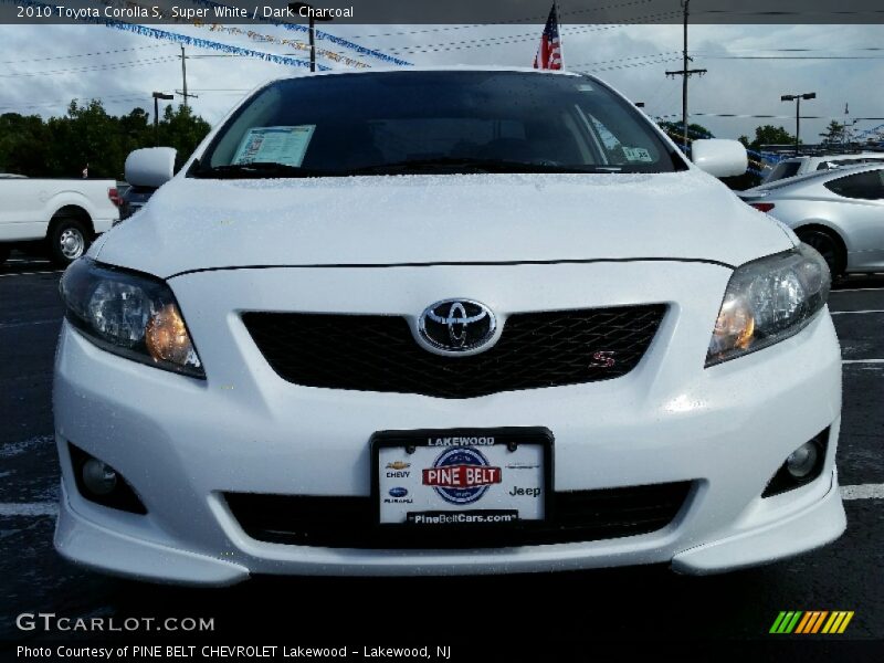 Super White / Dark Charcoal 2010 Toyota Corolla S