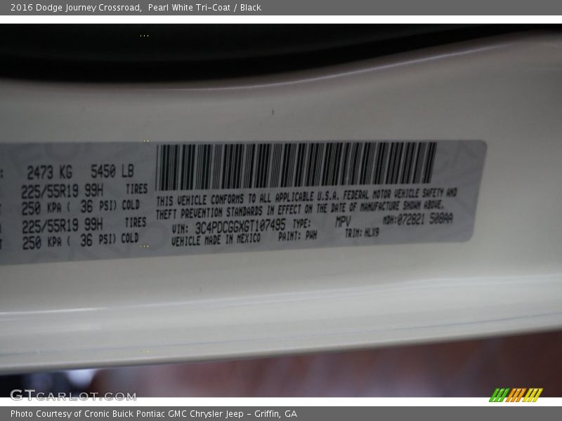 Pearl White Tri-Coat / Black 2016 Dodge Journey Crossroad