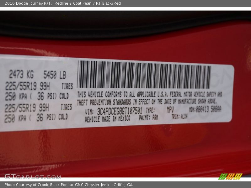 Redline 2 Coat Pearl / RT Black/Red 2016 Dodge Journey R/T