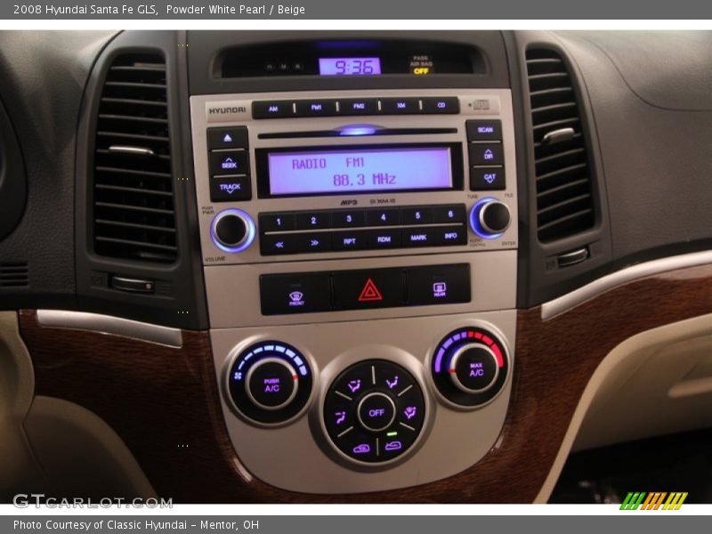 Powder White Pearl / Beige 2008 Hyundai Santa Fe GLS