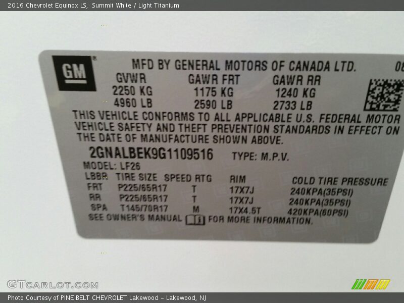 Summit White / Light Titanium 2016 Chevrolet Equinox LS