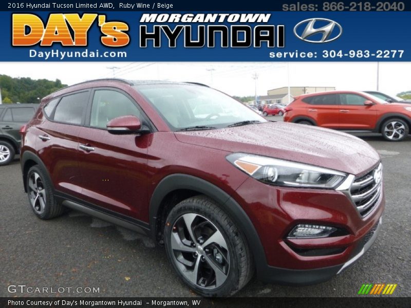 Ruby Wine / Beige 2016 Hyundai Tucson Limited AWD