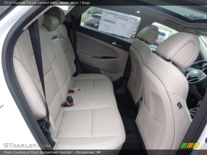 Winter White / Beige 2016 Hyundai Tucson Limited AWD