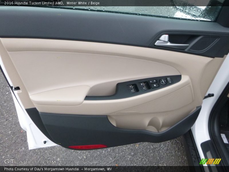 Winter White / Beige 2016 Hyundai Tucson Limited AWD