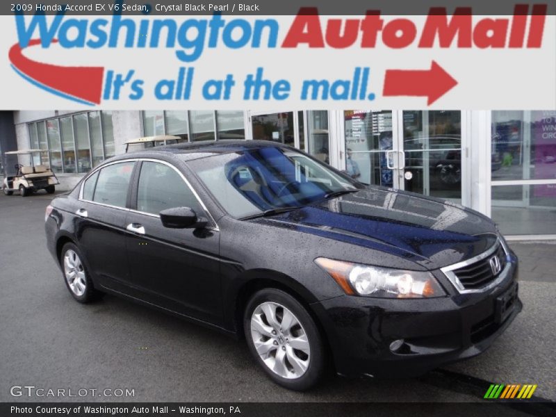 Crystal Black Pearl / Black 2009 Honda Accord EX V6 Sedan