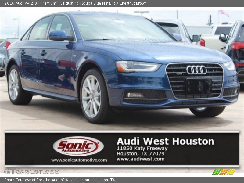 Scuba Blue Metallic / Chestnut Brown 2016 Audi A4 2.0T Premium Plus quattro