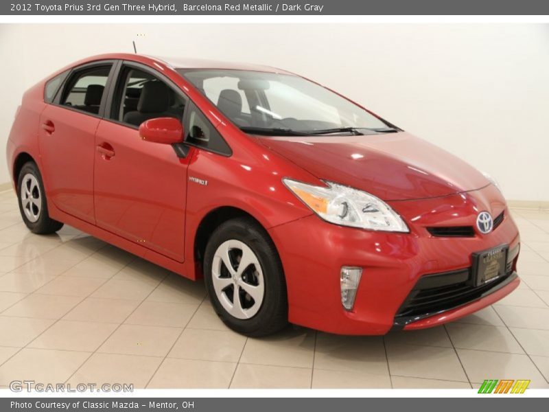 Barcelona Red Metallic / Dark Gray 2012 Toyota Prius 3rd Gen Three Hybrid
