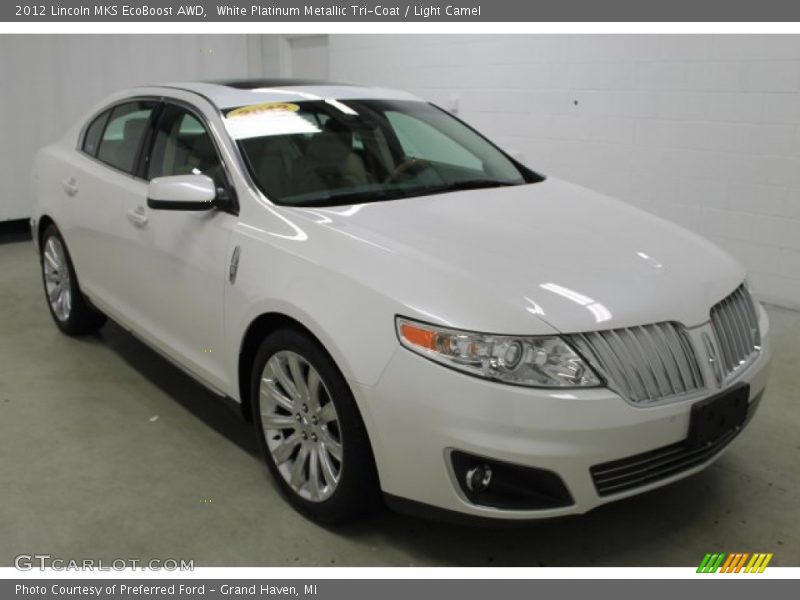 White Platinum Metallic Tri-Coat / Light Camel 2012 Lincoln MKS EcoBoost AWD