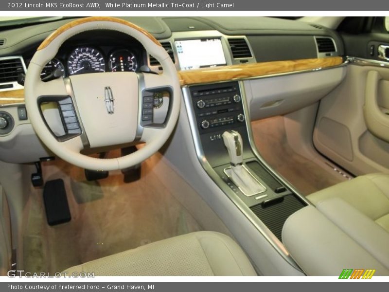 White Platinum Metallic Tri-Coat / Light Camel 2012 Lincoln MKS EcoBoost AWD