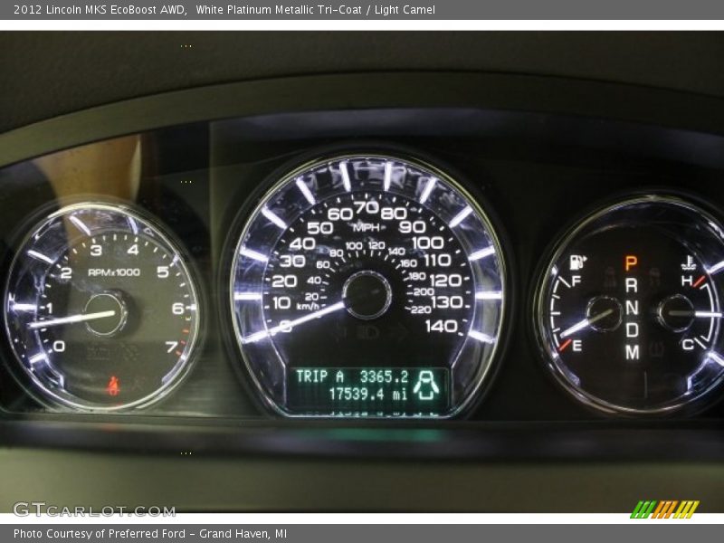 White Platinum Metallic Tri-Coat / Light Camel 2012 Lincoln MKS EcoBoost AWD