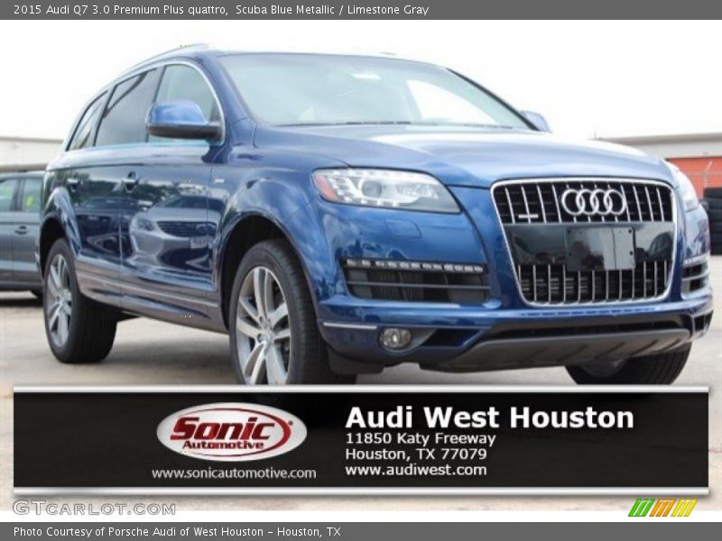 Scuba Blue Metallic / Limestone Gray 2015 Audi Q7 3.0 Premium Plus quattro