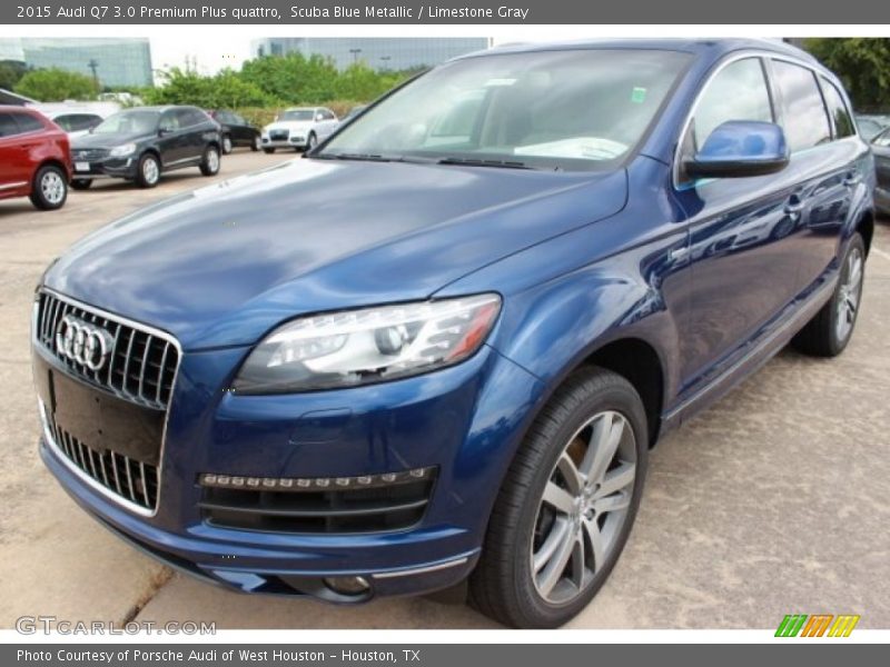 Scuba Blue Metallic / Limestone Gray 2015 Audi Q7 3.0 Premium Plus quattro