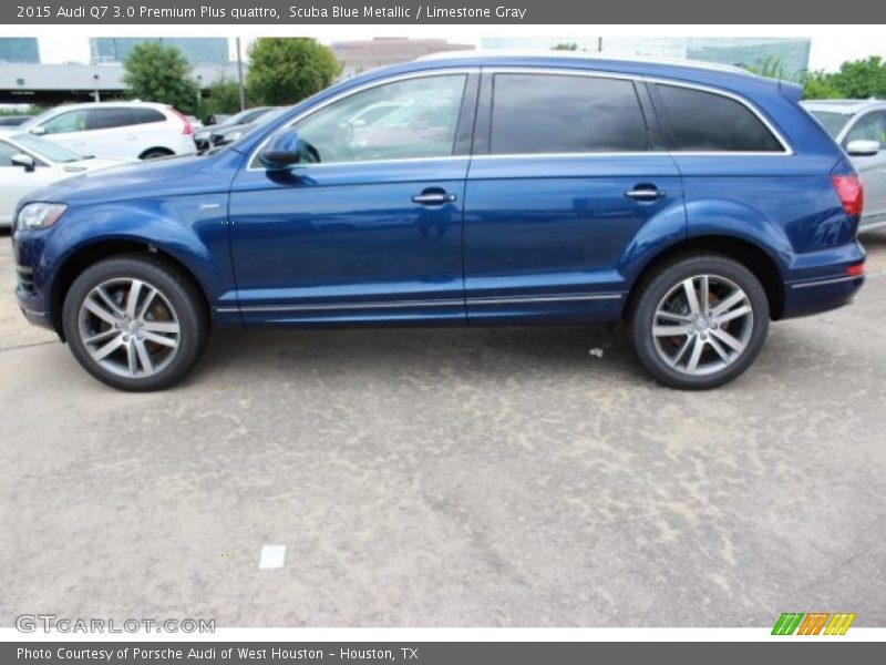 Scuba Blue Metallic / Limestone Gray 2015 Audi Q7 3.0 Premium Plus quattro