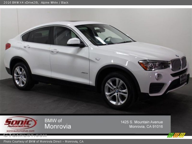 Alpine White / Black 2016 BMW X4 xDrive28i