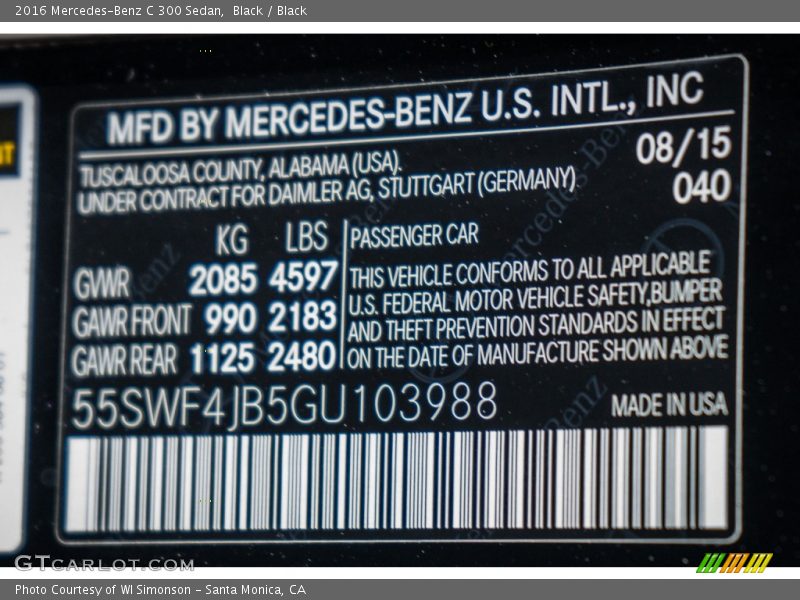 Black / Black 2016 Mercedes-Benz C 300 Sedan