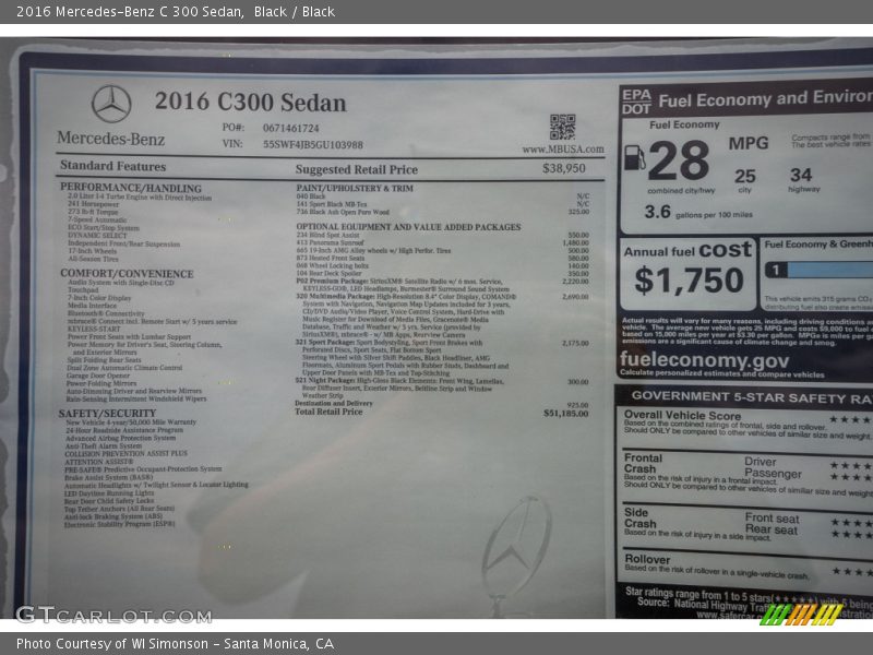Black / Black 2016 Mercedes-Benz C 300 Sedan