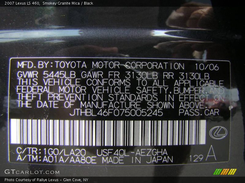 Smokey Granite Mica / Black 2007 Lexus LS 460
