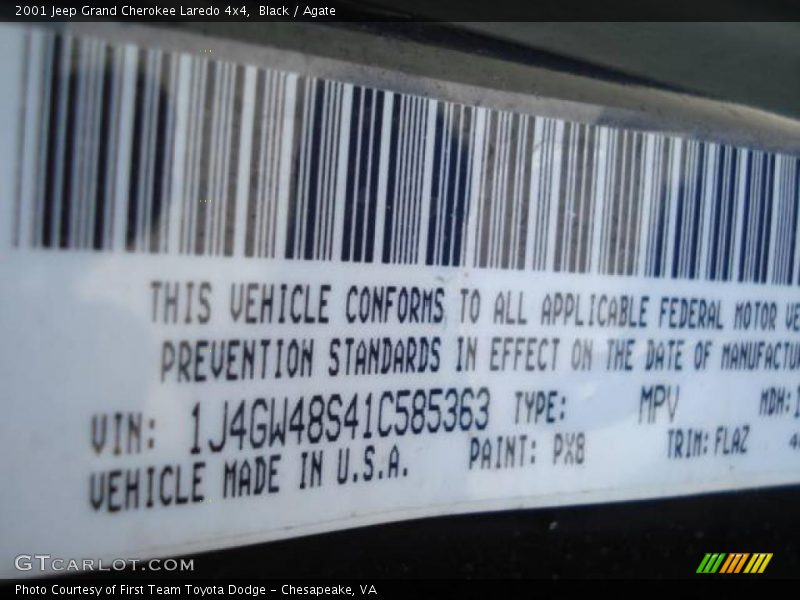 Black / Agate 2001 Jeep Grand Cherokee Laredo 4x4