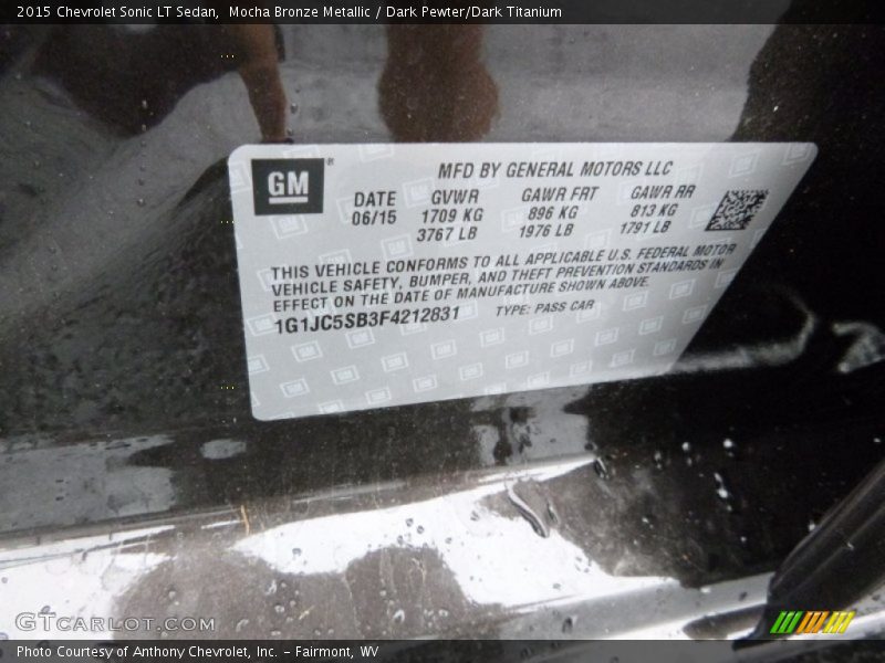 Mocha Bronze Metallic / Dark Pewter/Dark Titanium 2015 Chevrolet Sonic LT Sedan