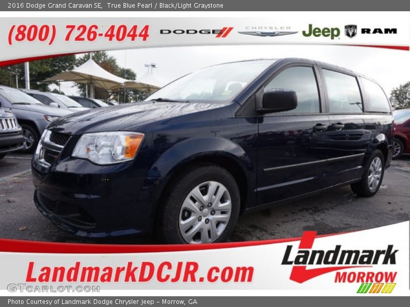 True Blue Pearl / Black/Light Graystone 2016 Dodge Grand Caravan SE